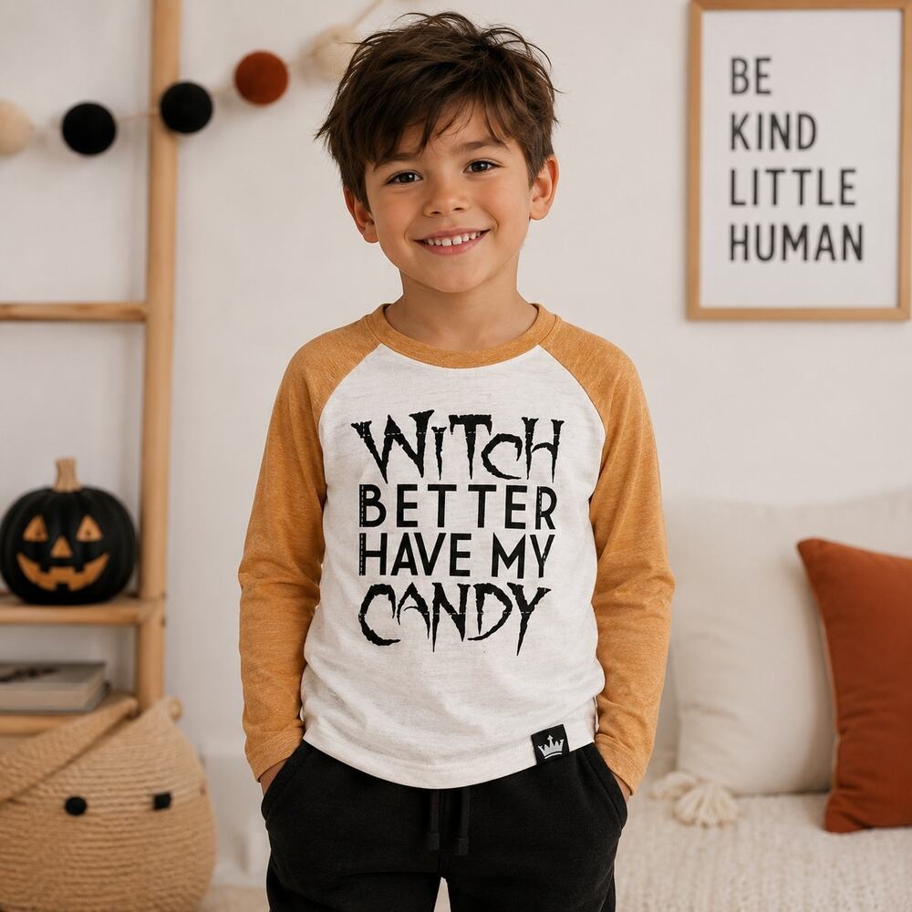Littlest Prince White Orange " Witch Better Have My Candy" Long Sleeve T Shirt 2